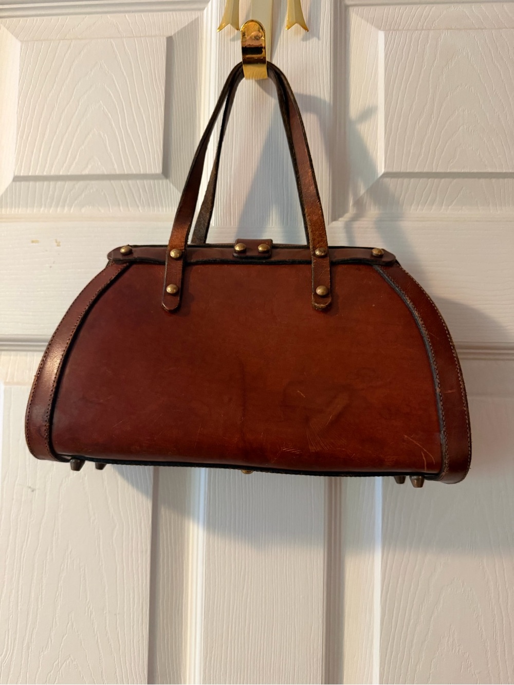 👜✨🤎 Rare Authentic Vintage 1970 John Romain Brown Leather Doctor Handbag 🤎✨👜 - Picture 4 of 16